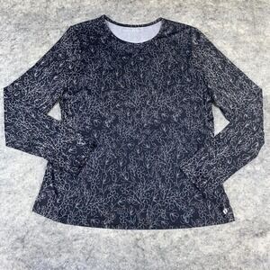 Hang Ten Long Sleeve Sun Shirt Women's XXL Black Quick Dry Rash Guard Zip Pocket